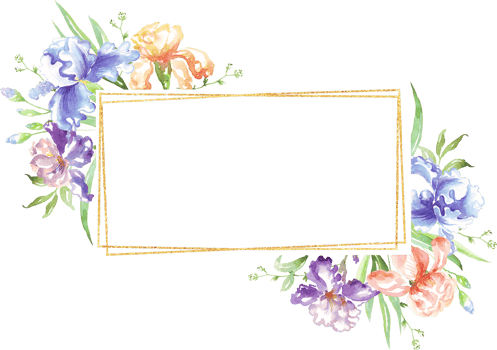 Watercolor iris frame. Hand-painted clipart png