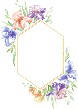 Watercolor iris frame. Hand-painted clipart png