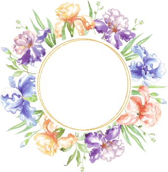 Watercolor iris frame. Hand-painted clipart png
