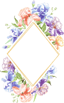 Watercolor iris frame. Hand-painted clipart png