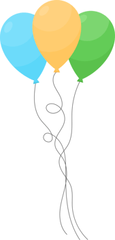 Balloons bunch in cartoon style png