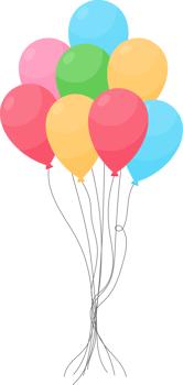 Balloons bunch in cartoon style png