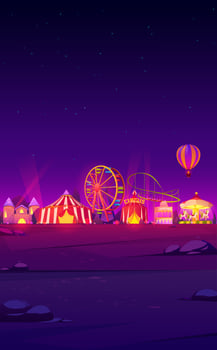 Smartphone background with night carnival funfair vector