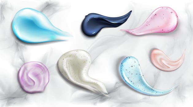 Cosmetic cream and scrub smear realistic set vector