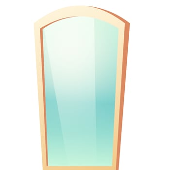 Vector cartoon mirror in beige plastic frame
