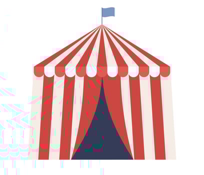 Circus tent in amusement park icon. Vector flat illustration