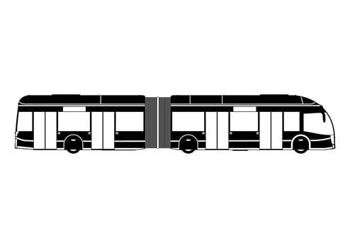 Silhouette of a futuristic, ecological electric tram bus. vector