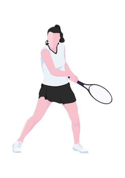 Tennis player. A woman playing tennis. Flat vector design.