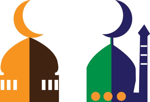 crescent moon mosque Islamic icon vector