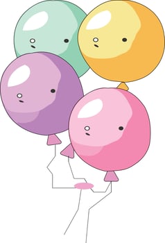cute balloons cartoon vector
