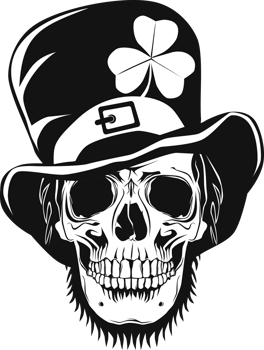 St Patrick's Day Leprechaun skull. png