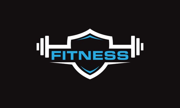 fitness shield barbell logo vector