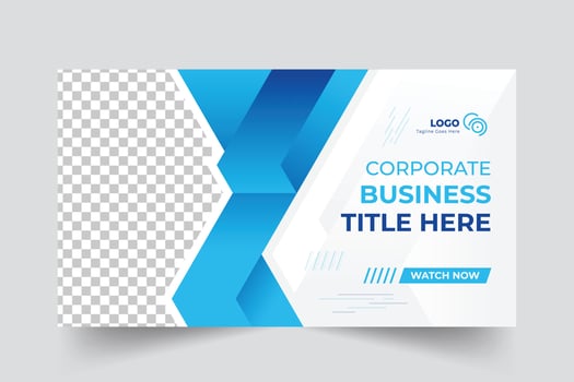 Corporate business social media thumbnail design and web banner design template, video thumbnail template, business promotion banner design. vector