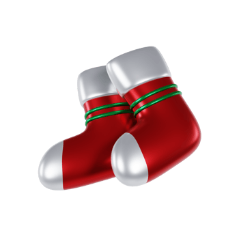 3d illustration of santa warm socks png