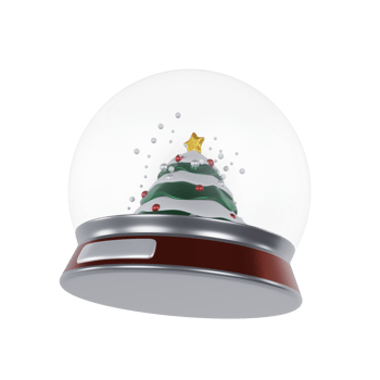 3d illustration miniature glass ball snow tree christmas ornament png
