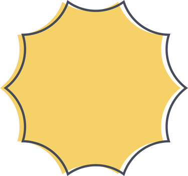 Colored round banner in flat style png