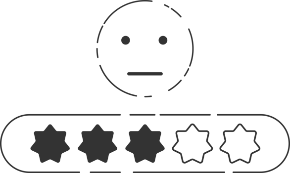 Emoji feedback icon with stars rating. png
