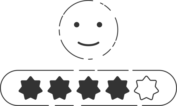 Emoji feedback icon with stars rating. png