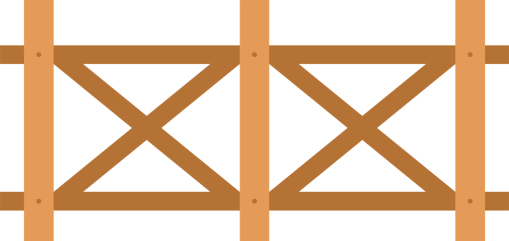 Wooden fence in flat style clip art png