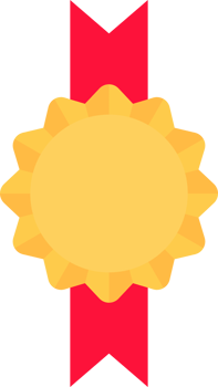 Gold medal with red ribbon in flat style png