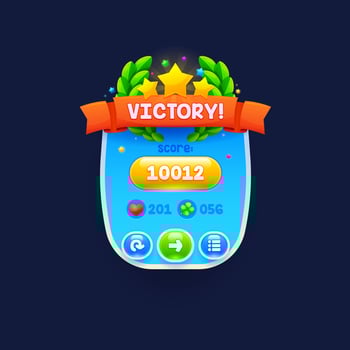 Game victory banner or popup window, vector icon