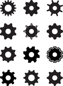 Cog Wheels and Gears Silhouette vector
