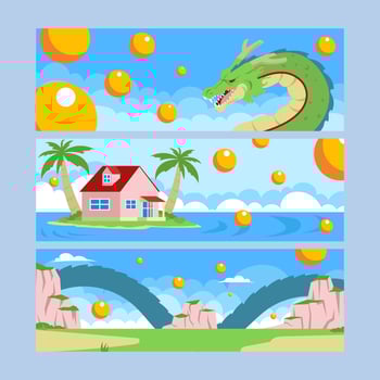Dragon and Legends of Seven Orange Balls vector