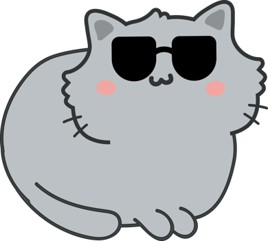 Cat with sunglasses cartoon character crop-out png