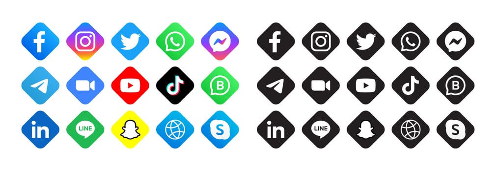Set of social media icons vector