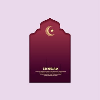 islamic greeting eid mubarak card square background black gold color design for islamic party vector