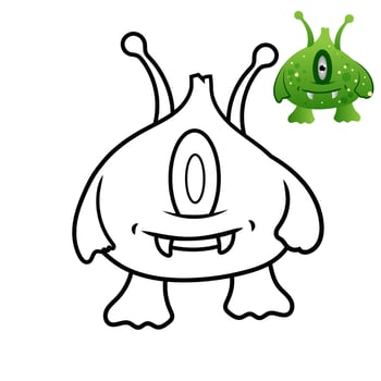 Coloring Pages for kids Education Cute monster cartoon vector icon illustration. monster holiday icon concept isolated