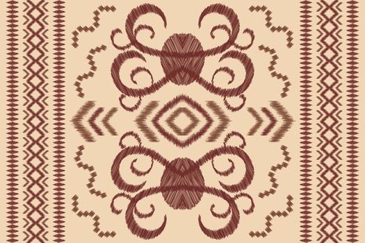 Ethnic Ikat fabric pattern geometric style.African Ikat embroidery Ethnic oriental pattern brown cream background. Abstract,vector,illustration.For texture,clothing,scraf,decoration,carpet,silk. vector