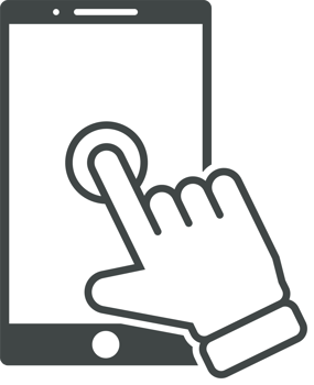 Hand cursor click on the smartphone icon png