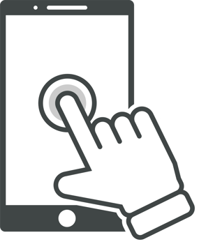Hand cursor click on the smartphone icon png