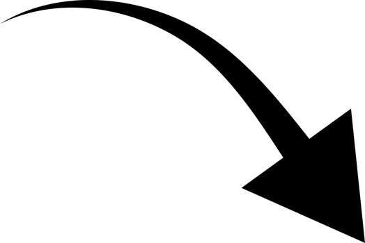 Hand drawn black curved arrow shape in doodle style png