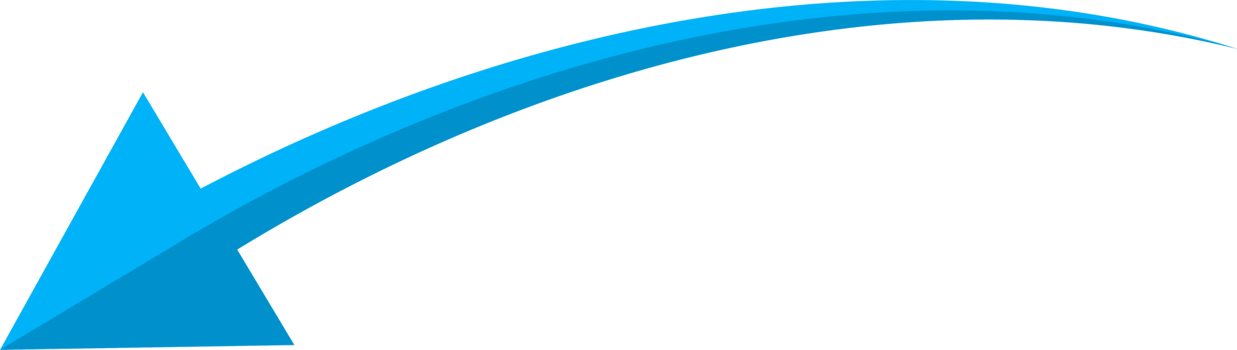 Hand drawn blue curved arrow shape in doodle style png