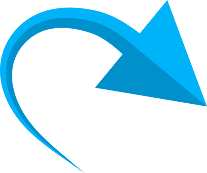 Hand drawn blue curved arrow shape in doodle style png