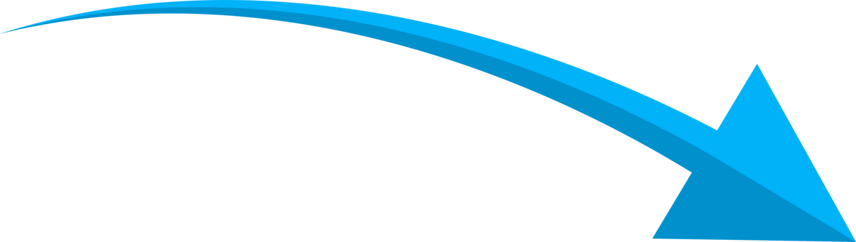 Hand drawn blue curved arrow shape in doodle style png