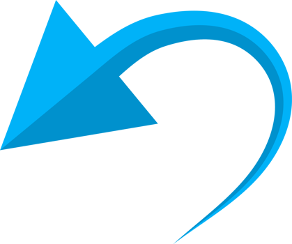 Hand drawn blue curved arrow shape in doodle style png
