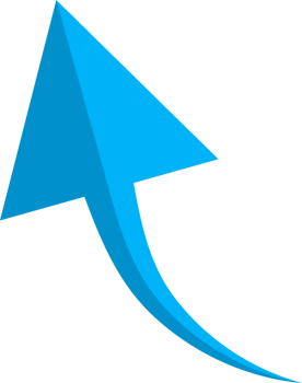 Hand drawn blue curved arrow shape in doodle style png
