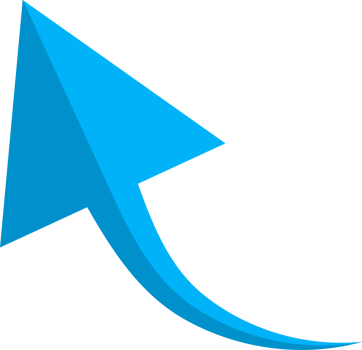 Hand drawn blue curved arrow shape in doodle style png