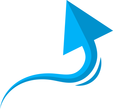 Hand drawn blue curved arrow shape in doodle style png