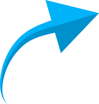 Hand drawn blue curved arrow shape in doodle style png