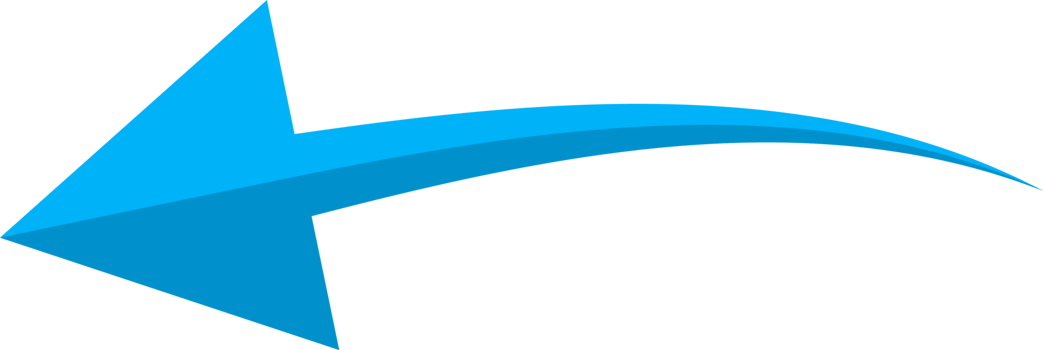 Hand drawn blue curved arrow shape in doodle style png