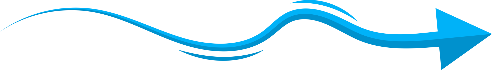 Hand drawn blue curved arrow shape in doodle style png