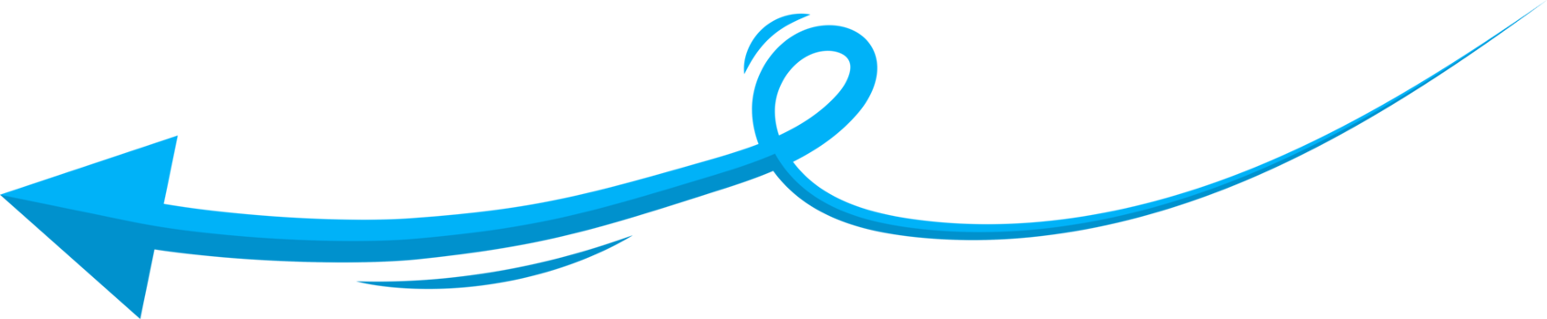 Hand drawn blue curved arrow shape in doodle style png