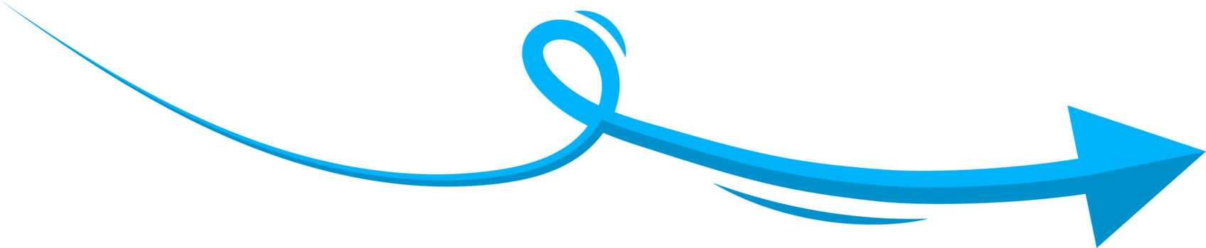 Hand drawn blue curved arrow shape in doodle style png