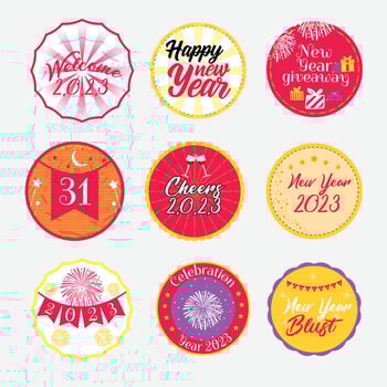 New year stickers pack vector