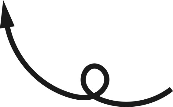 Hand drawn curved arrow shape. Arrow line png