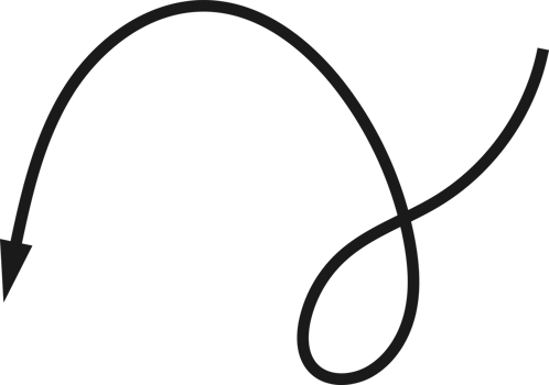 Hand drawn curved arrow shape. Arrow line png